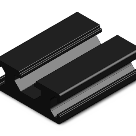 black 16x40 T-slot aluminium profile showing isometric view of extrusion shape and slot detail