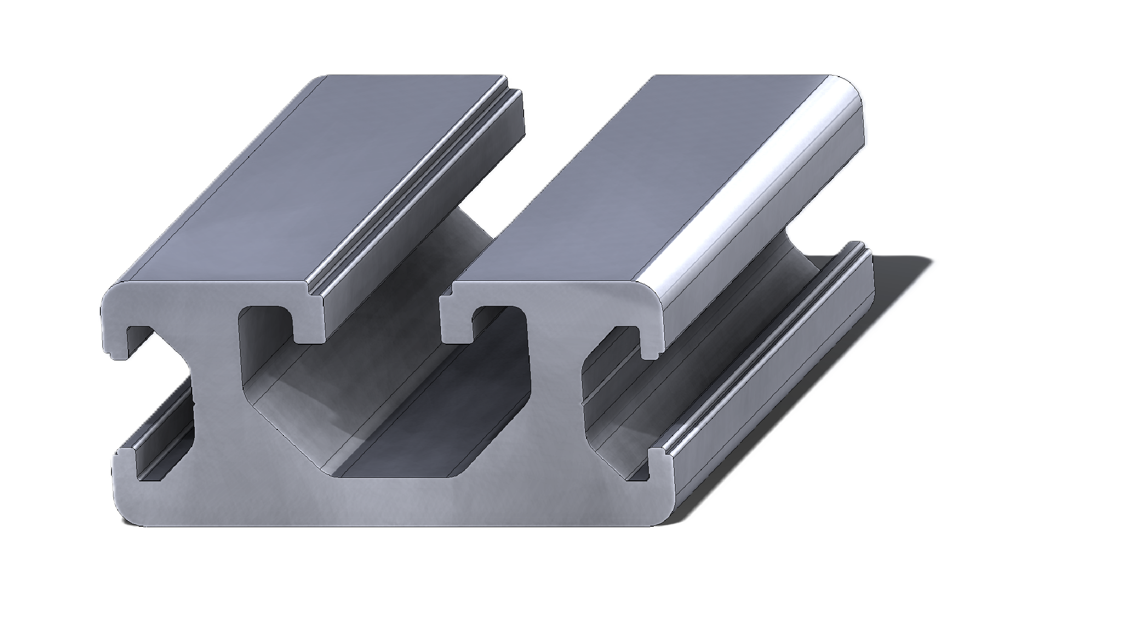 16x40 T-slot aluminium profile showing isometric view of extrusion shape and slot detail