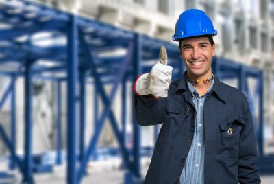 Happy engineer with thumbs up